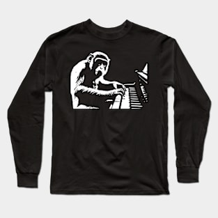 serious monkey plays the piano Long Sleeve T-Shirt